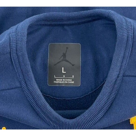 Jordan Michigan Wolverines 465 Icon Fleece Crew Sweatshirt Blue Jumpman Mens L - Picture 7 of 9